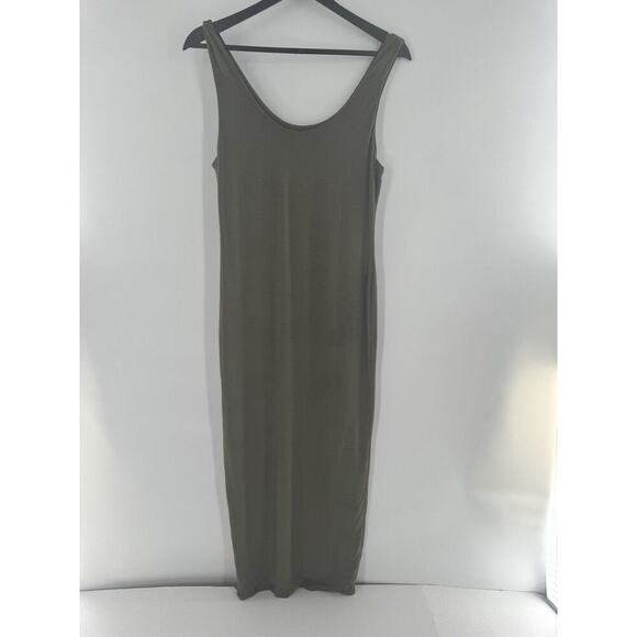 Fashion Nova Bodycon Midi Dress Size XL Olive Green Club Sexy Scoopneck Rayon - Picture 3 of 9